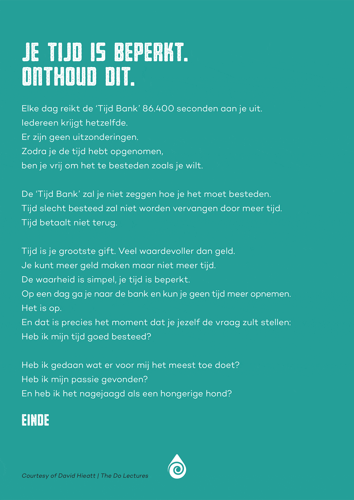 A4 poster - Je tijd is beperkt Tijdbank