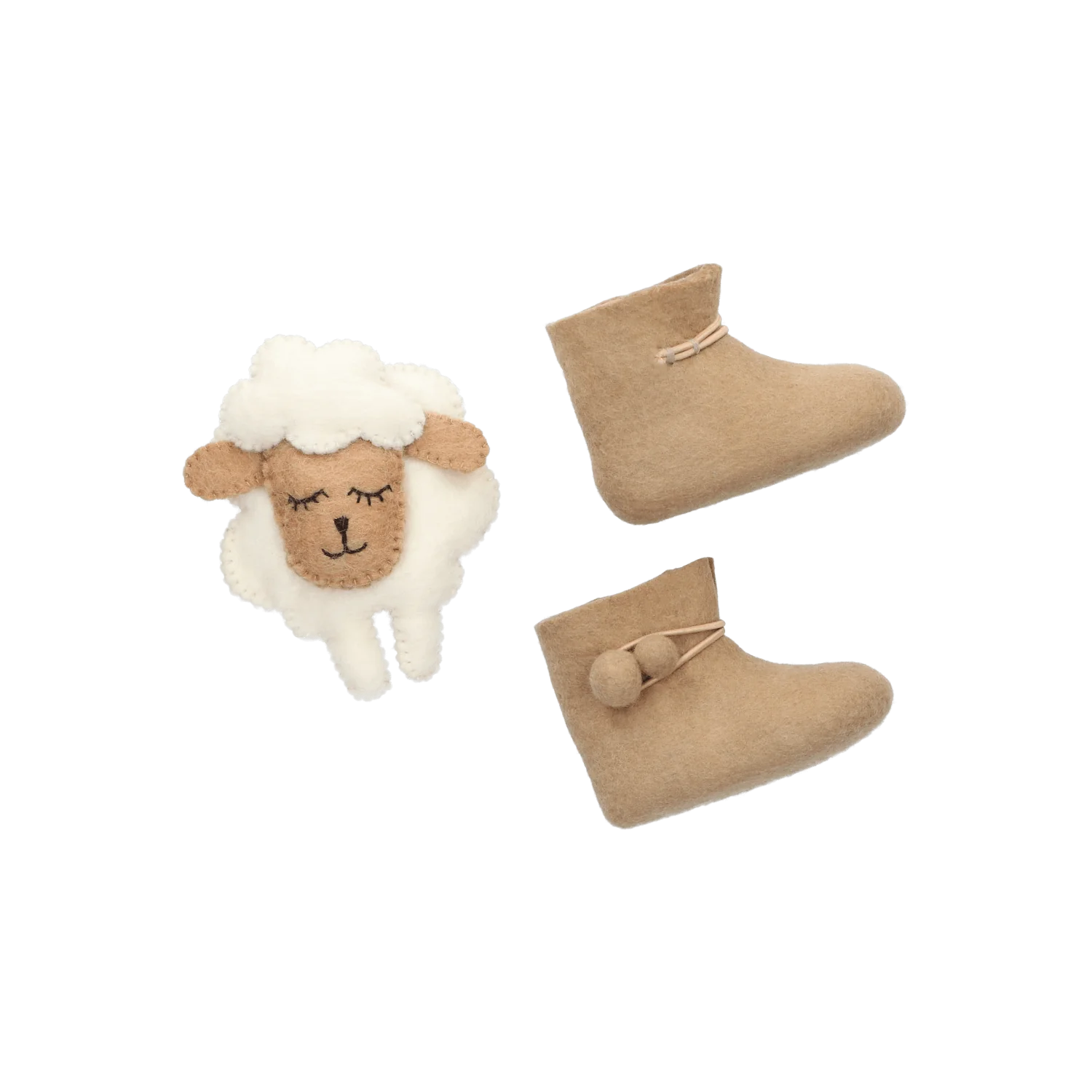 Tofvel Babyslofjes - Camel- met knuffelschaapje Lala! - Afbeelding 2