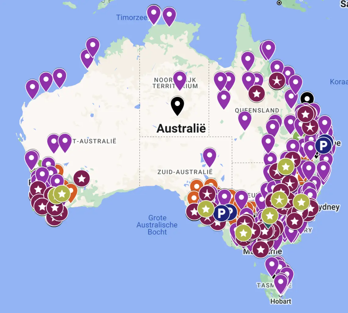 Plattegrond Silo Art trail Australie