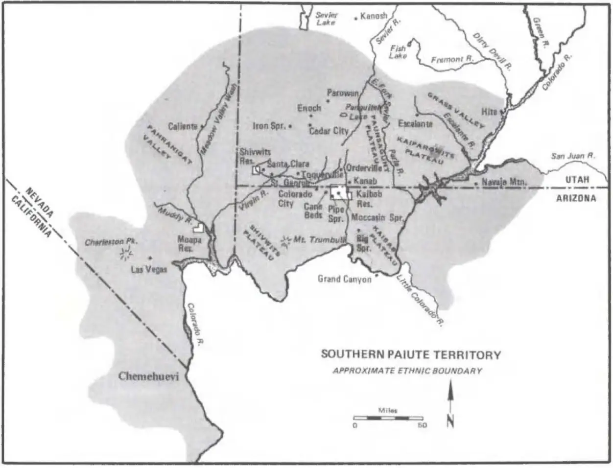 Southern Paiute map By Edward Sapir (1884 - 1939)