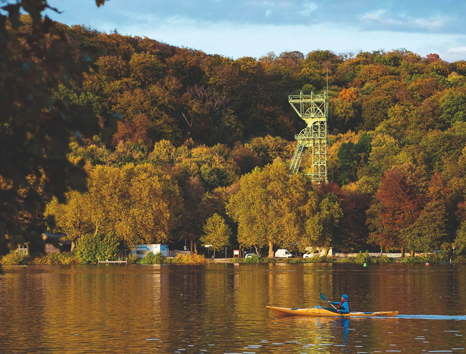 kanovaarders voor de Zeche Carl Funke aan de Baldeneysee