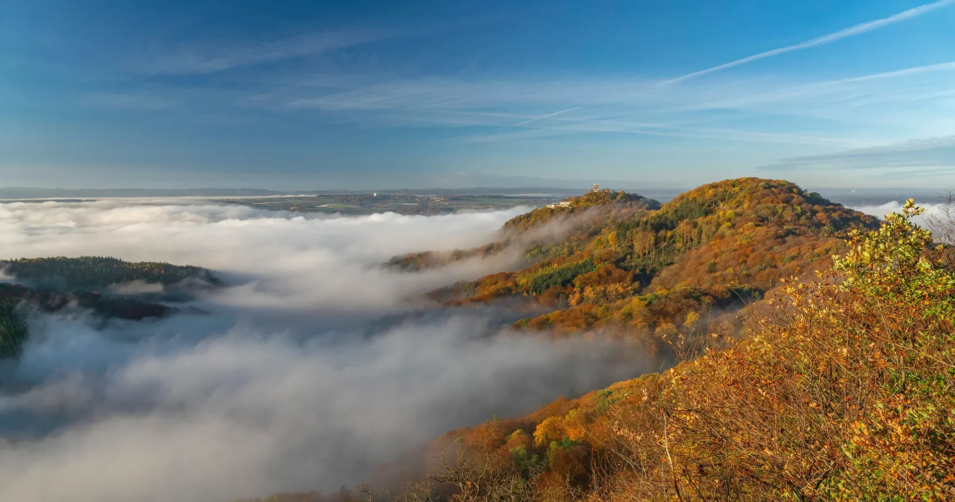 Siebengebirge in de mist