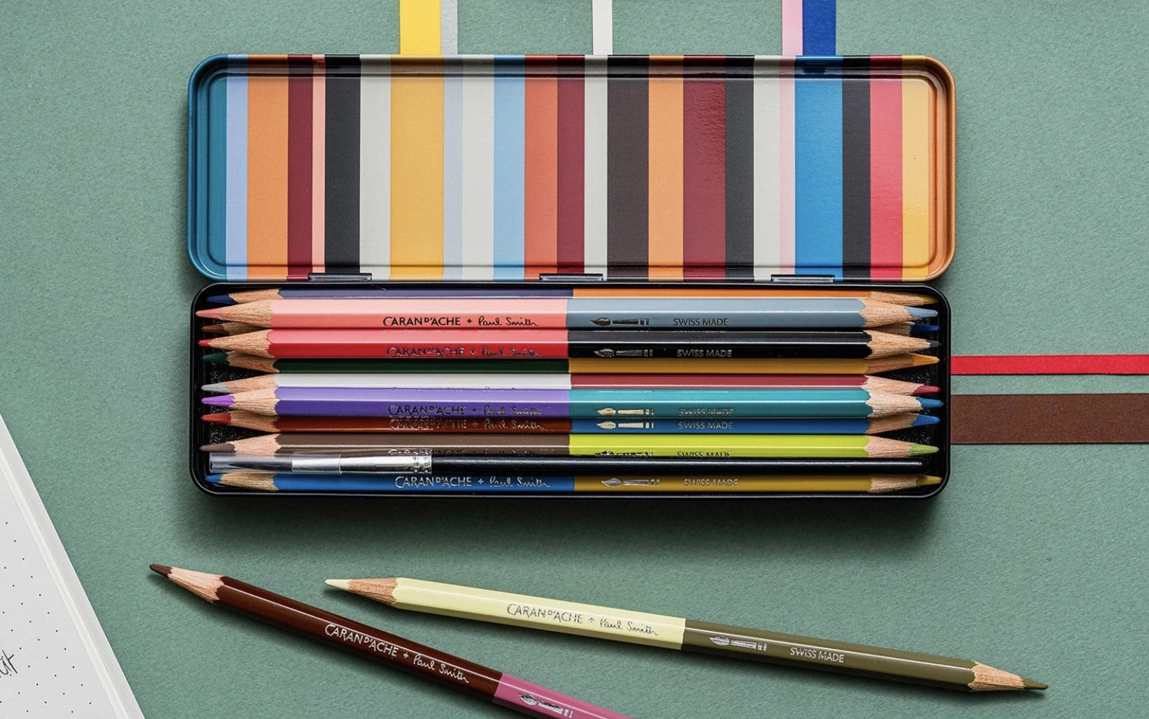 Caran d'Ache x Paul Smith | Aquarelpotloden + Penseel - Afbeelding 2