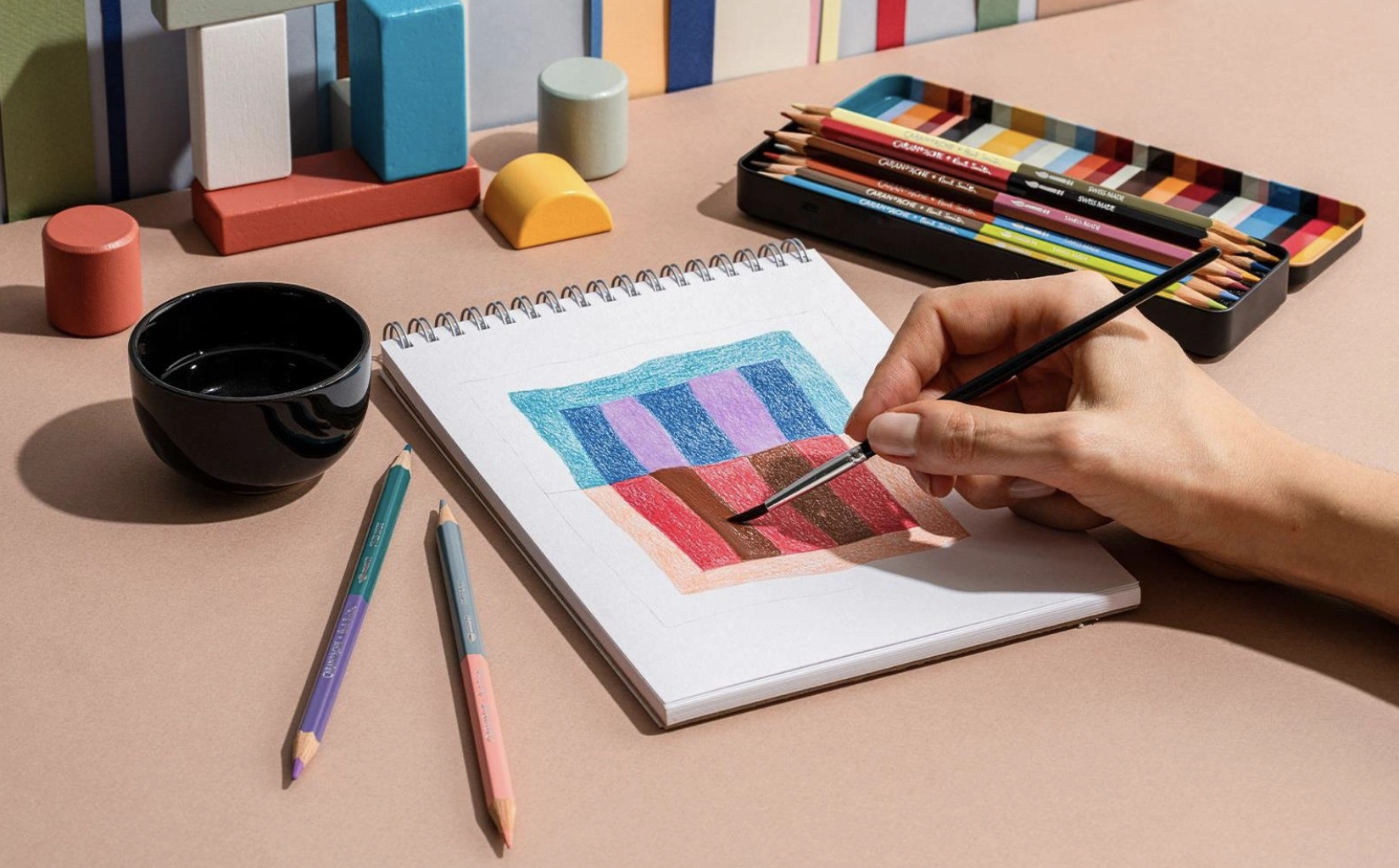 Caran d'Ache x Paul Smith | Aquarelpotloden + Penseel - Afbeelding 3